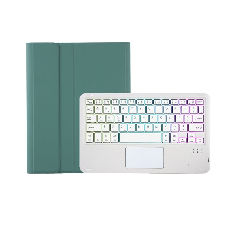 For iPad 11 2025 / 10th Gen 10.9 2022 A10B-AS Lambskin Texture Backlight Bluetooth Touch Keyboard Leather Tablet Case with Pen Slot (Dark Green) - Universal by buy2fix | Online Shopping UK | buy2fix