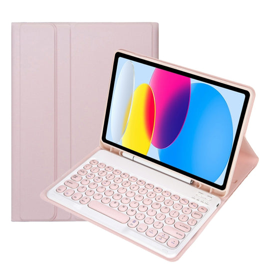 For iPad 11 2025 / 10th Gen 10.9 2022 YA10B Lambskin Texture Bluetooth Keyboard Leather Tablet Case with Pen Slot (Pink) - Universal by buy2fix | Online Shopping UK | buy2fix