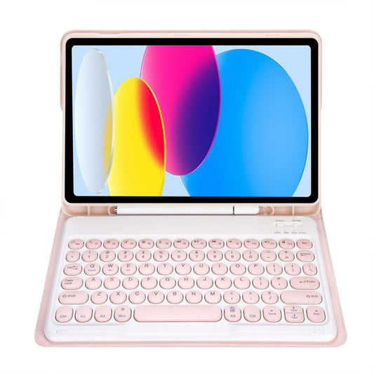 For iPad 11 2025 / 10th Gen 10.9 2022 YA10B Lambskin Texture Bluetooth Keyboard Leather Tablet Case with Pen Slot (Pink) - Universal by buy2fix | Online Shopping UK | buy2fix