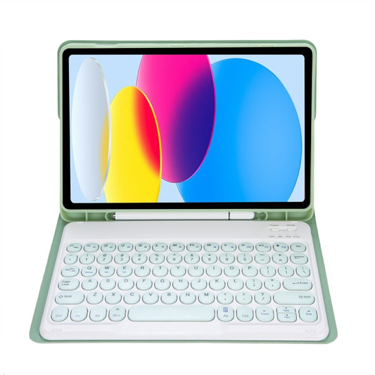 For iPad 11 2025 / 10th Gen 10.9 2022 YA10B Lambskin Texture Bluetooth Keyboard Leather Tablet Case with Pen Slot (Green) - Universal by buy2fix | Online Shopping UK | buy2fix