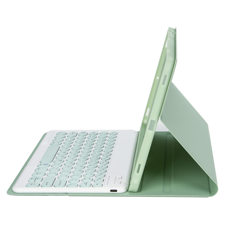 For iPad 11 2025 / 10th Gen 10.9 2022 YA10B Lambskin Texture Bluetooth Keyboard Leather Tablet Case with Pen Slot (Green) - Universal by buy2fix | Online Shopping UK | buy2fix