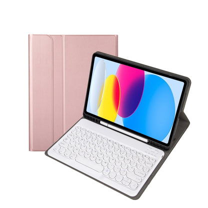 For iPad 11 2025 / 10th Gen 10.9 2022 YA10B Lambskin Texture Bluetooth Keyboard Leather Tablet Case with Pen Slot(Rose Gold) - Universal by buy2fix | Online Shopping UK | buy2fix