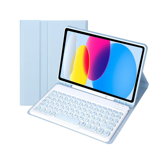 For iPad 11 2025 / 10th Gen 10.9 2022 YA10B Lambskin Texture Bluetooth Keyboard Leather Tablet Case with Pen Slot (Baby Blue) - Universal by buy2fix | Online Shopping UK | buy2fix