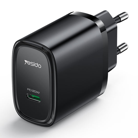 Yesido YC57B PD 20W USB-C / Type-C Single Port Quick Charger, EU Plug (Black)