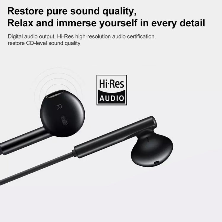 Original Huawei CM33 Type-C Headset Wire Control In-Ear Earphone with Mic for Huawei P20 Series, Mate 10 Series(Black) by Huawei