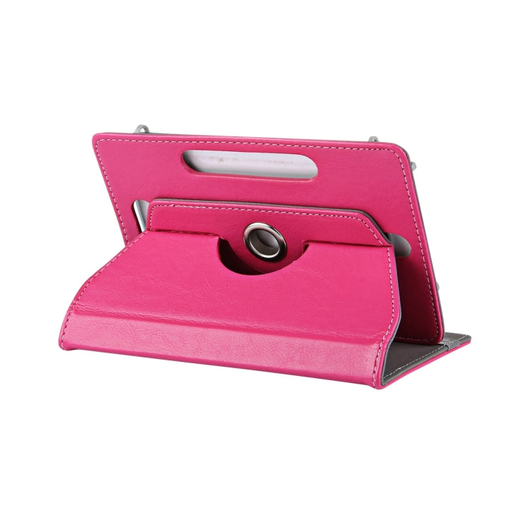 7 inch Tablets Leather Case Crazy Horse Texture 360 Degrees Rotation Protective Case Shell with Holder for Galaxy Tab A 7.0 (2016) / T280 & Tab 4 7.0 / T230 & Tab Q T2558, Colorfly G708, Asus ZenPad 7.0 Z370CG, Huawei MediaPad T1 7.0 / T1-701u(Magenta) by buy2fix