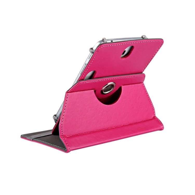 7 inch Tablets Leather Case Crazy Horse Texture 360 Degrees Rotation Protective Case Shell with Holder for Galaxy Tab A 7.0 (2016) / T280 & Tab 4 7.0 / T230 & Tab Q T2558, Colorfly G708, Asus ZenPad 7.0 Z370CG, Huawei MediaPad T1 7.0 / T1-701u(Magenta) by buy2fix