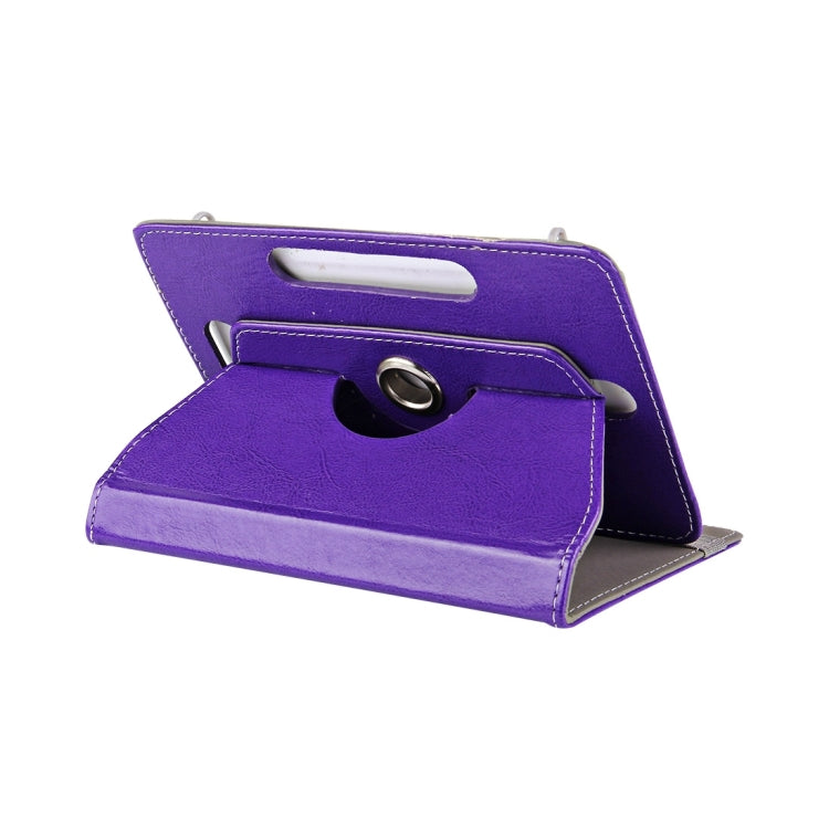 7 inch Tablets Leather Case Crazy Horse Texture 360 Degrees Rotation Protective Case Shell with Holder for Galaxy Tab A 7.0 (2016) / T280 & Tab 4 7.0 / T230 & Tab Q T2558, Colorfly G708, Asus ZenPad 7.0 Z370CG, Huawei MediaPad T1 7.0 / T1-701u(Purple) by buy2fix