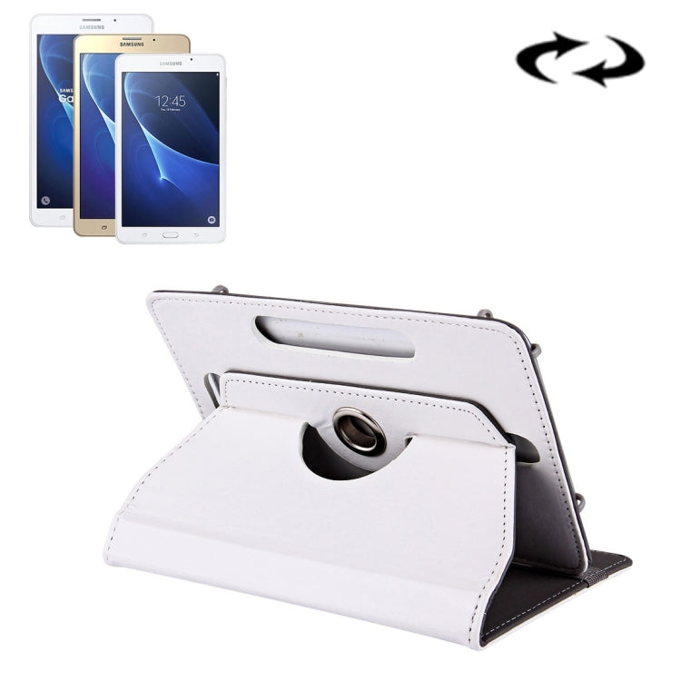 7 inch Tablets Leather Case Crazy Horse Texture 360 Degrees Rotation Protective Case Shell with Holder for Galaxy Tab A 7.0 (2016) / T280 & Tab 4 7.0 / T230 & Tab Q T2558, Colorfly G708, Asus ZenPad 7.0 Z370CG, Huawei MediaPad T1 7.0 / T1-701u(White) by buy2fix