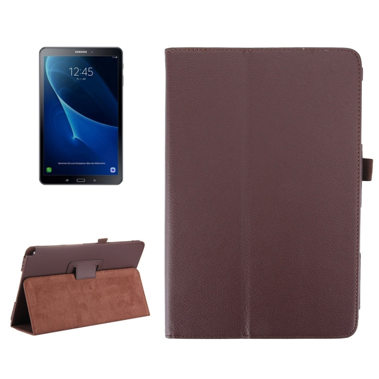 For Galaxy Tab A 10.1 (2016) / P585 Litchi Texture Horizontal Flip Leather Case with Holder(Brown) by buy2fix