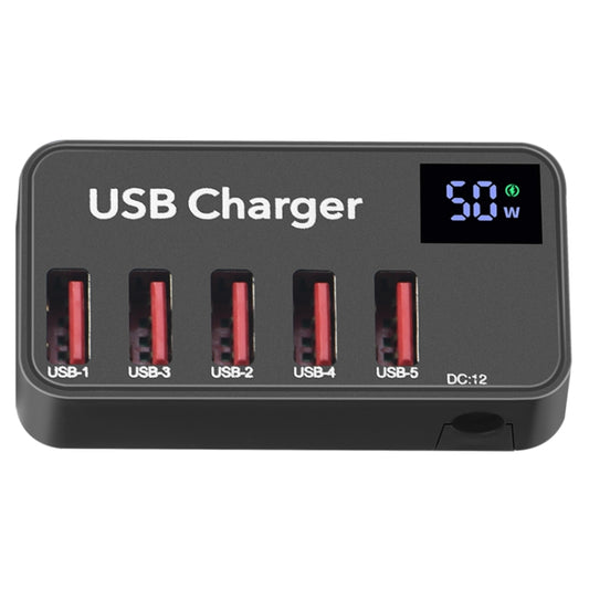 988A Multi-function DC 12V 5 Ports USB Digital Display Fast Charger - Multifunction Charger by buy2fix | Online Shopping UK | buy2fix