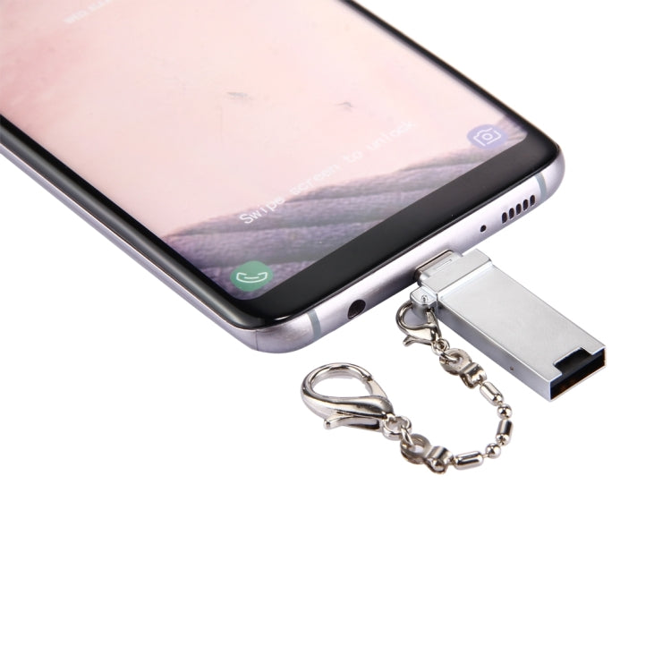 Mini Aluminum Alloy USB 2.0 Female to USB-C / Type-C Male Port Connector Adapter with Chain(Grey) by buy2fix