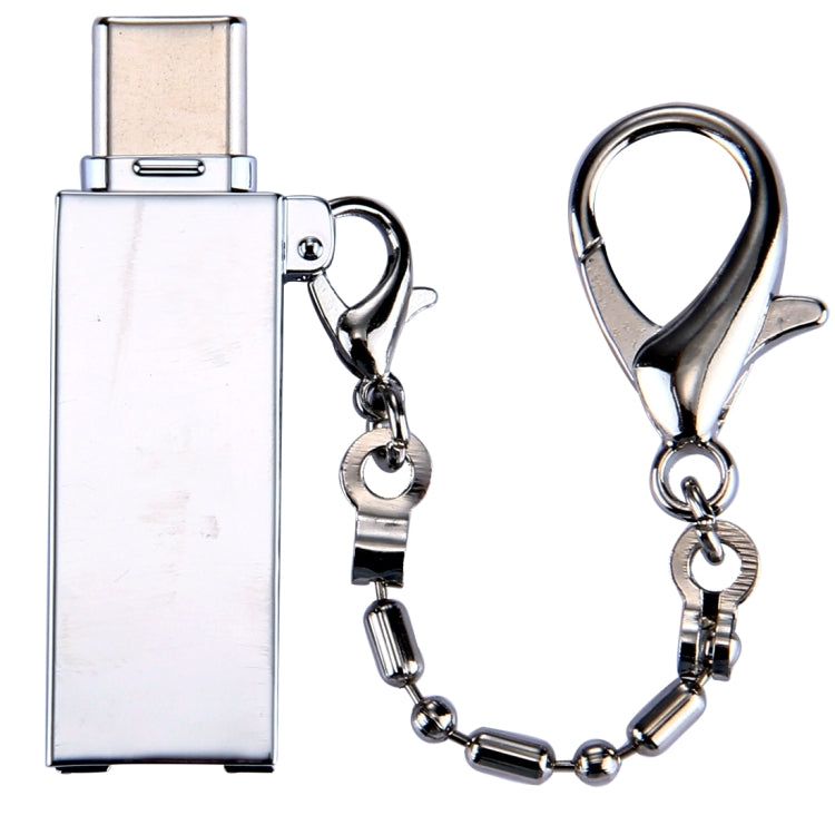 Mini Aluminum Alloy USB 2.0 Female to USB-C / Type-C Male Port Connector Adapter with Chain(Silver) by buy2fix