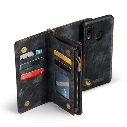 CaseMe-008 Detachable Multifunctional Retro Frosted Horizontal Flip Leather Case for Galaxy A20 / M10S, with Card Slot & Holder & Zipper Wallet & Photo Frame(Black) - Galaxy Phone Cases by CaseMe | Online Shopping UK | buy2fix