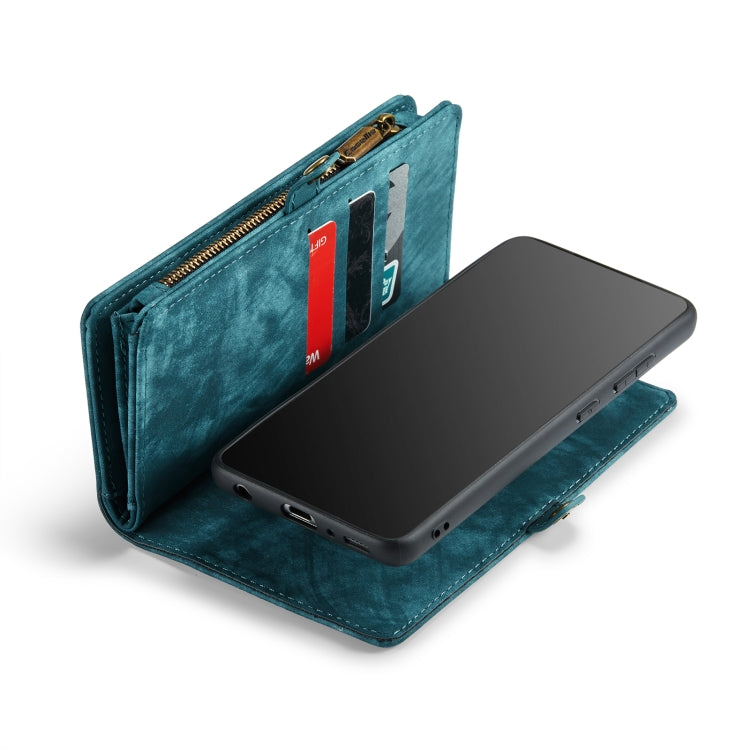 CaseMe-008 Detachable Multifunctional Retro Frosted Horizontal Flip Leather Case for Galaxy A20 / M10S, with Card Slot & Holder & Zipper Wallet & Photo Frame(Blue) - Galaxy Phone Cases by CaseMe | Online Shopping UK | buy2fix