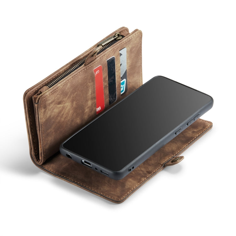CaseMe-008 Detachable Multifunctional Retro Frosted Horizontal Flip Leather Case for Galaxy A20 / M10S, with Card Slot & Holder & Zipper Wallet & Photo Frame(Brown) - Galaxy Phone Cases by CaseMe | Online Shopping UK | buy2fix