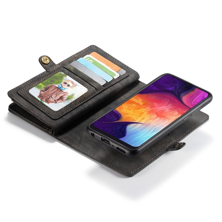 CaseMe-008 Detachable Multifunctional Retro Frosted Horizontal Flip Leather Case for Galaxy A50, with Card Slot & Holder & Zipper Wallet & Photo Frame(Black) - Galaxy Phone Cases by CaseMe | Online Shopping UK | buy2fix