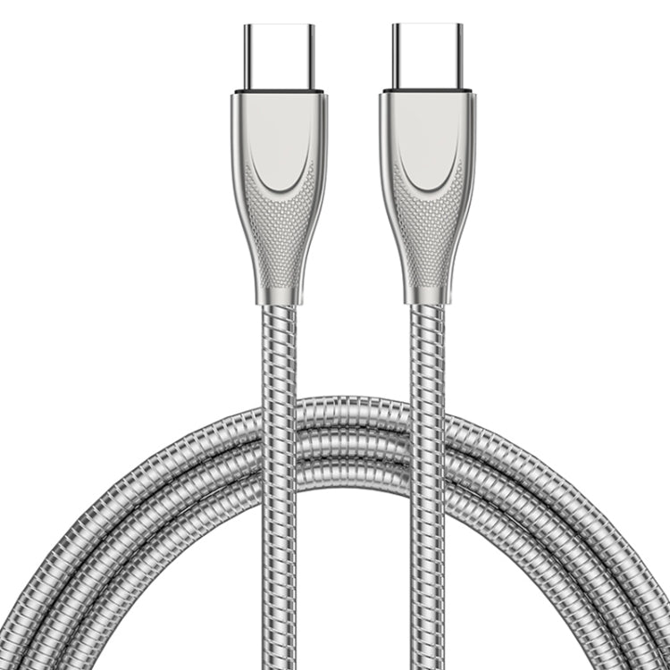 ADC-009 USB-C / Type-C to USB-C / Type-C Zinc Alloy Hose Fast Charging Data Cable, Cable Length: 1m(Silver) by buy2fix