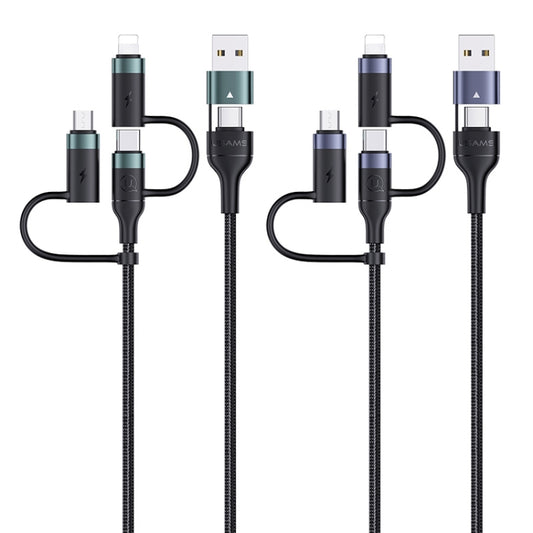 USAMS US-SJ547 U62 USB + Type-C / USB-C toType-C / USB-C + 8 Pin + Micro Aluminum Alloy PD Fast Charging Data Cable, Length: 1.2m(Green) - Multifunction Cable by USAMS | Online Shopping UK | buy2fix