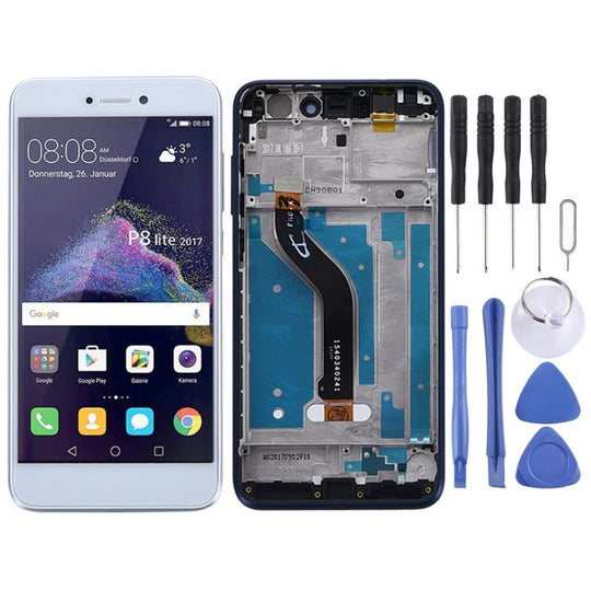 Écran LCD et numériseur complet avec cadre pour Huawei P8 Lite (2017) (blanc)