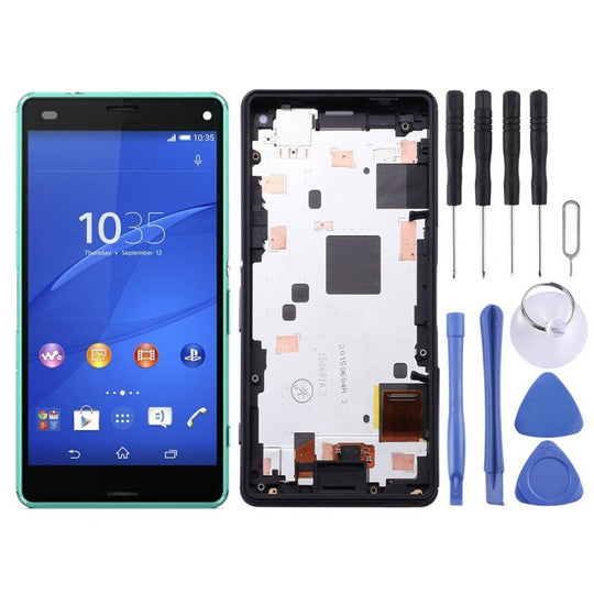 LCD-Bildschirm und Digitizer-Vollmontage mit Rahmen für Sony Xperia Z3 Mini Compact (Grün)