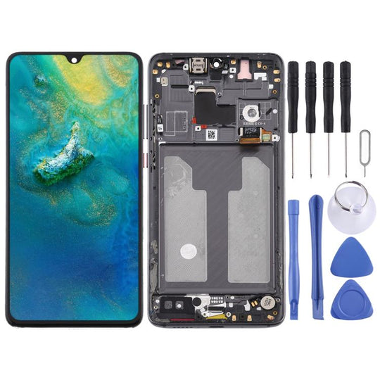 LCD-Bildschirm und Digitizer-Vollmontage mit Rahmen für Huawei Mate 20 (Schwarz)