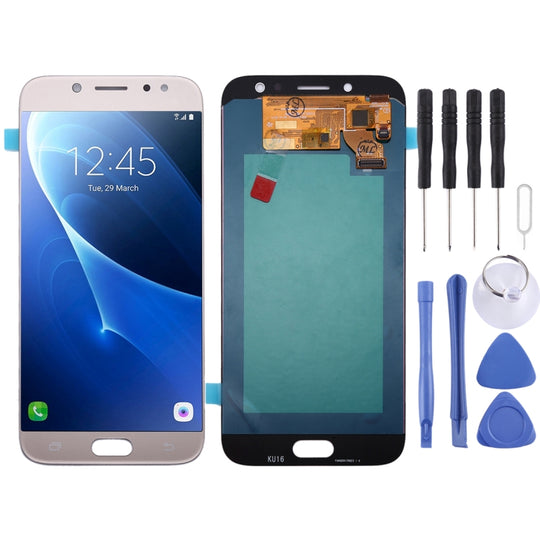 Oled LCD Screen for Galaxy J7 (2017) / J7 Pro, J730F/DS, J730FM/DS with Digitizer Full Assembly (Gold)