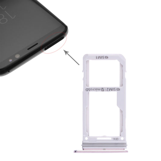 For Galaxy S8 / S8+ 2 SIM Card Tray / Micro SD Card Tray (Pink) - Card Tray by buy2fix | Online Shopping UK | buy2fix