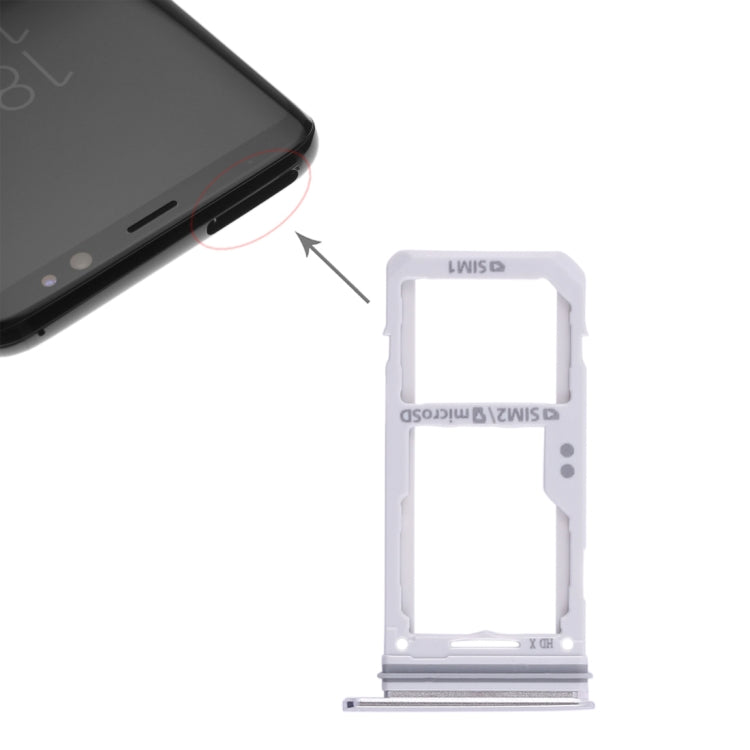 For Galaxy S8 / S8+ 2 SIM Card Tray / Micro SD Card Tray (Silver) - Card Tray by buy2fix | Online Shopping UK | buy2fix