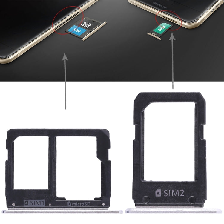 For Galaxy A5108 / A7108 2 SIM Card Tray + Micro SD Card Tray (White) - Card Tray by buy2fix | Online Shopping UK | buy2fix