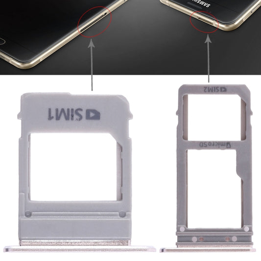 For Galaxy A520 / A720 2 SIM Card Tray + Micro SD Card Tray (Gold) - Card Tray by buy2fix | Online Shopping UK | buy2fix