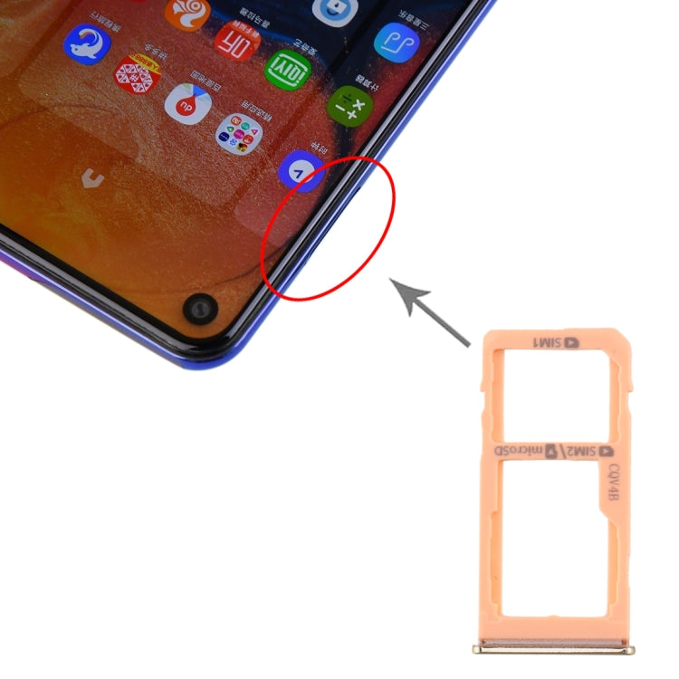 For Samsung Galaxy A60 SIM Card Tray + SIM Card Tray / Micro SD Card Tray (Gold) - Card Tray by buy2fix | Online Shopping UK | buy2fix