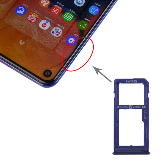For Samsung Galaxy A60 SIM Card Tray + SIM Card Tray / Micro SD Card Tray (Blue) - Card Tray by buy2fix | Online Shopping UK | buy2fix