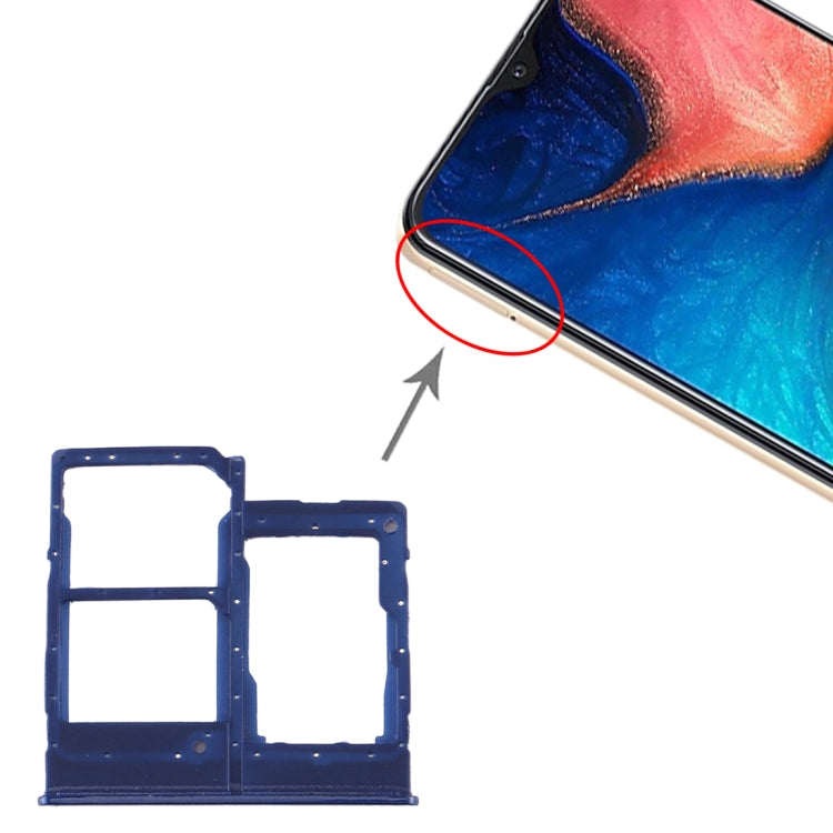 For Samsung Galaxy A20e SIM Card Tray + SIM Card Tray + Micro SD Card Tray (Blue) - Card Tray by buy2fix | Online Shopping UK | buy2fix