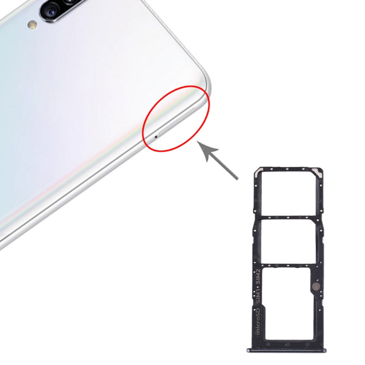 For Samsung Galaxy A30s SIM Card Tray + SIM Card Tray + Micro SD Card Tray (Black) - Card Tray by buy2fix | Online Shopping UK | buy2fix