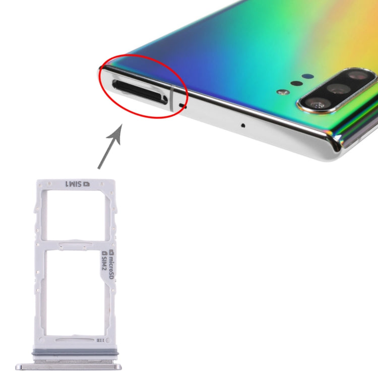 For Samsung Galaxy Note10+ SIM Card Tray + SIM Card Tray / Micro SD Card Tray (Grey) - Card Tray by buy2fix | Online Shopping UK | buy2fix