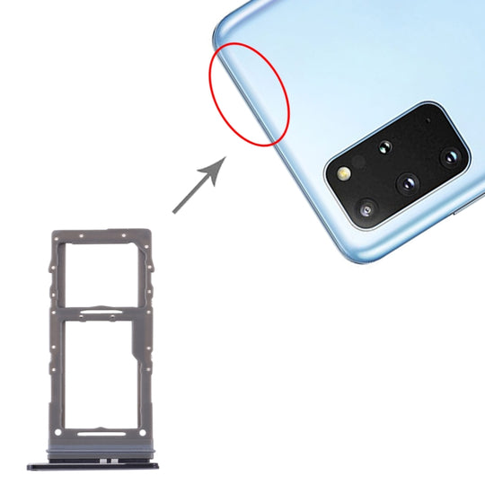 For Samsung Galaxy S20+ / Galaxy S20 Ultra SIM Card Tray + Micro SD Card Tray (Black)