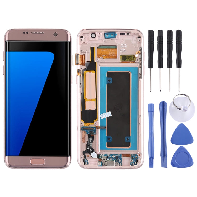 Original Super AMOLED Material LCD Screen and Digitizer Full Assembly(with Frame / Charging Port Flex Cable / Power Button Flex Cable / Volume Button Flex Cable) for Galaxy S7 Edge / G935F / G935FD(Rose Gold) - LCD Screen by buy2fix | Online Shopping UK | buy2fix