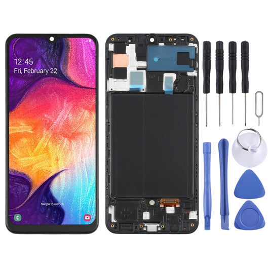 Original Super AMOLED LCD Screen  for Galaxy A50 Digitizer Full Assembly with Frame(Black) - LCD Screen by buy2fix | Online Shopping UK | buy2fix