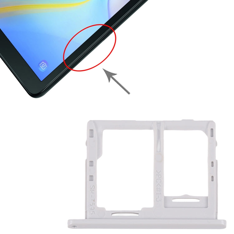 For Galaxy Tab A 10.5 inch T595 4G SIM Card Tray + Micro SD Card Tray (White) - Card Tray by buy2fix | Online Shopping UK | buy2fix