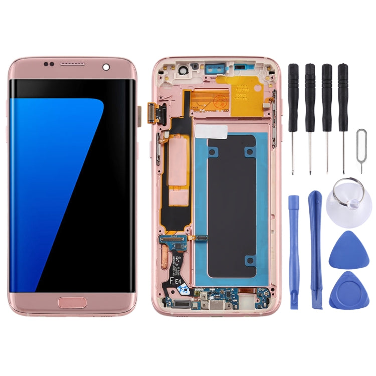 OLED LCD Screen for Samsung Galaxy S7 Edge / SM-G935F Digitizer Full Assembly with Frame (Pink) - LCD Screen by buy2fix | Online Shopping UK | buy2fix