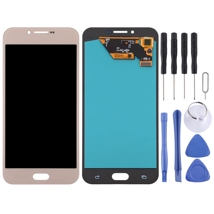 OLED LCD Screen for Samsung Galaxy A8 (2016) / SM-A810 with Digitizer Full Assembly (Gold) - LCD Screen by buy2fix | Online Shopping UK | buy2fix