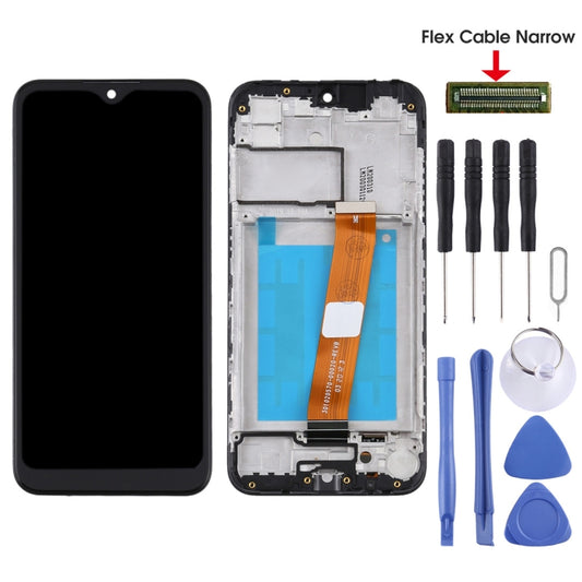 For Samsung Galaxy A01 SM-A015F OEM LCD Screen Digitizer Full Assembly with Frame, Flex Cable Narrow (Black) - LCD Screen by buy2fix | Online Shopping UK | buy2fix
