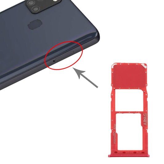 For Samsung Galaxy A21s SIM Card Tray + Micro SD Card Tray (Red) - Card Tray by buy2fix | Online Shopping UK | buy2fix