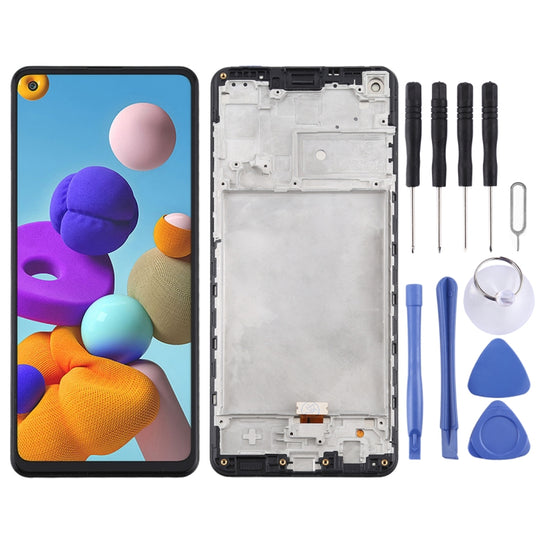 OEM LCD Screen for Samsung Galaxy A21s / SM-A217 Digitizer Full Assembly with Frame (Black)