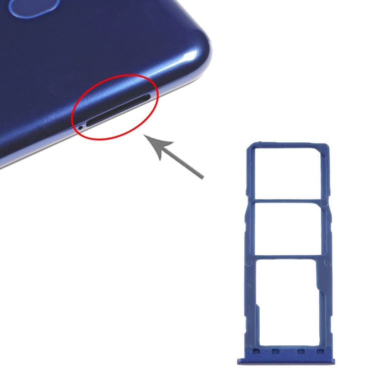 For Samsung Galaxy M10 SM-M105 SIM Card Tray + SIM Card Tray + Micro SD Card Tray (Blue) - Card Tray by buy2fix | Online Shopping UK | buy2fix