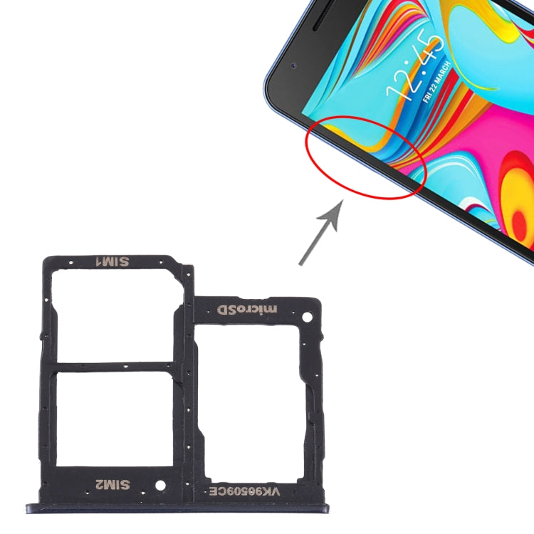 For Samsung Galaxy A2 Core SM-A260 SIM Card Tray + SIM Card Tray + Micro SD Card Tray (Black) - Card Tray by buy2fix | Online Shopping UK | buy2fix