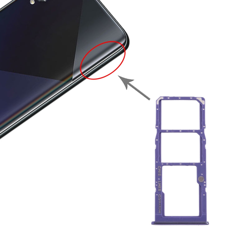 For Samsung Galaxy A50s SM-A507 SIM Card Tray + SIM Card Tray + Micro SD Card Tray (Purple) - Card Tray by buy2fix | Online Shopping UK | buy2fix