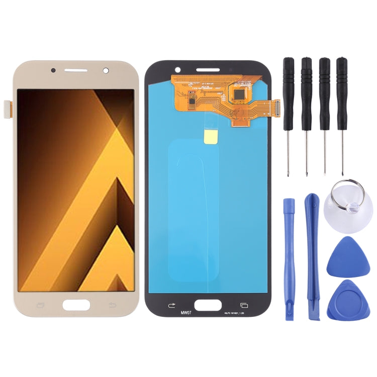 OLED LCD Screen for Galaxy A7 (2017), A720F, A720F/DS with Digitizer Full Assembly (Gold) - LCD Screen by buy2fix | Online Shopping UK | buy2fix
