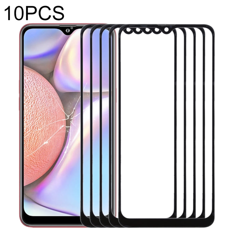 For Samsung Galaxy A10s 10pcs Front Screen Outer Glass Lens (Black) - Outer Glass Lens by buy2fix | Online Shopping UK | buy2fix